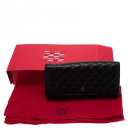 Pre Owned Carolina Herrera Black Quilted Leather Continental Wallet