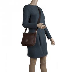 Pre Owned Carolina Herrera Brown Leather Crossbody Bag