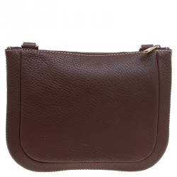 Pre Owned Carolina Herrera Brown Leather Crossbody Bag
