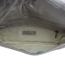 Pre Owned Carolina Herrera Silver Monogram Leather Jerry Clutch