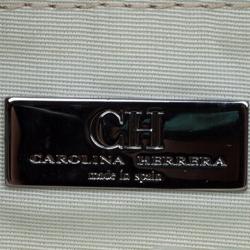 Pre Owned Carolina Herrera Silver Monogram Leather Jerry Clutch