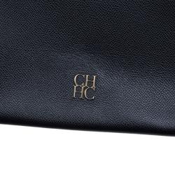 Pre Owned Carolina Herrera Black Leather Minueto Flap Bag