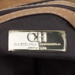 Pre Owned حقيبة يد كارولينا هيريرا تاي جلد بني فاتح