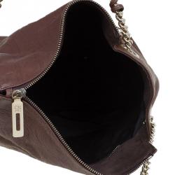 Pre Owned Carolina Herrera Brown Embossed Leather Shoulder Bag