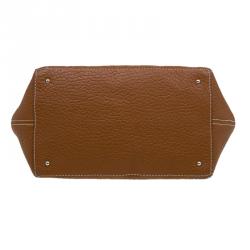 Pre Owned Carolina Herrera Brown Monogram Leather Shoulder Bag