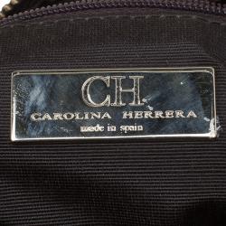 Pre Owned Carolina Herrera Brown Monogram Leather Shoulder Bag