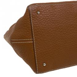 Pre Owned Carolina Herrera Brown Monogram Leather Shoulder Bag