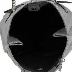 Pre Owned Carolina Herrera Grey Monogram Leather Audrey Tote