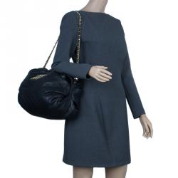 Pre Owned Carolina Herrera Black Leather Quilted Chain Satchel