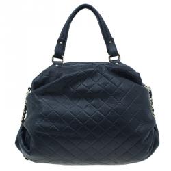 Pre Owned Carolina Herrera Black Leather Quilted Chain Satchel