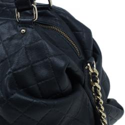 Pre Owned Carolina Herrera Black Leather Quilted Chain Satchel