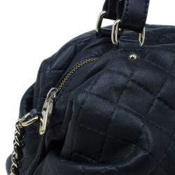 Pre Owned Carolina Herrera Black Leather Quilted Chain Satchel