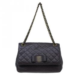 Pre Owned Carolina Herrera Brown Monogram Leather Shoulder Bag