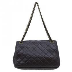 Pre Owned Carolina Herrera Brown Monogram Leather Shoulder Bag