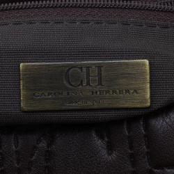 Pre Owned Carolina Herrera Brown Monogram Leather Shoulder Bag