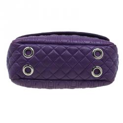 Pre Owned Carolina Herrera Purple Monogram Leather Shoulder Bag