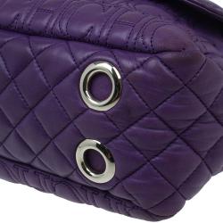 Pre Owned Carolina Herrera Purple Monogram Leather Shoulder Bag