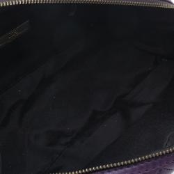 Pre Owned Carolina Herrera Purple Monogram Leather Shoulder Bag