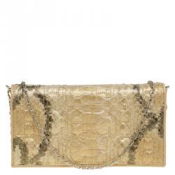Carolina Herrera Gold Python Chain Clutch