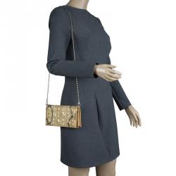 Carolina Herrera Gold Python Chain Clutch