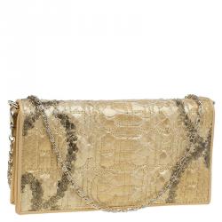 Carolina Herrera Gold Python Chain Clutch