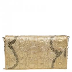 Carolina Herrera Gold Python Chain Clutch