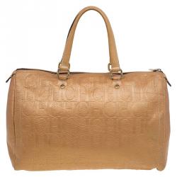 Pre Owned حقيبة كتف كارولينا هيريرا آندي بوسطن جلد برونزي مونوغرامي كبيرة