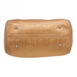 Pre Owned حقيبة كتف كارولينا هيريرا آندي بوسطن جلد برونزي مونوغرامي كبيرة