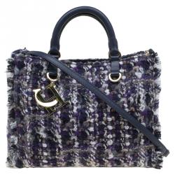 Pre Owned Carolina Herrera Tri Color Tweed Tote