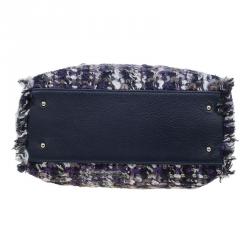 Pre Owned Carolina Herrera Tri Color Tweed Tote