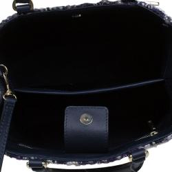 Pre Owned Carolina Herrera Tri Color Tweed Tote