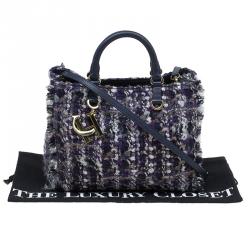 Pre Owned Carolina Herrera Tri Color Tweed Tote