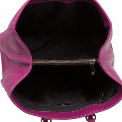 Pre Owned Carolina Herrera Magenta Leather Matteo Satchel