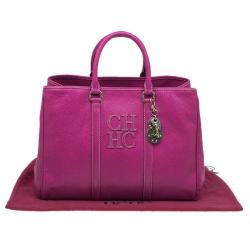 Pre Owned Carolina Herrera Magenta Leather Matteo Satchel