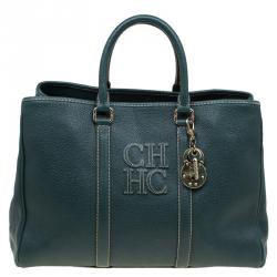 Pre Owned Carolina Herrera Dark Green Leather Matteo Satchel