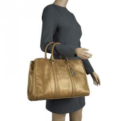 Pre Owned Carolina Herrera Gold Leather Matteo Satchel