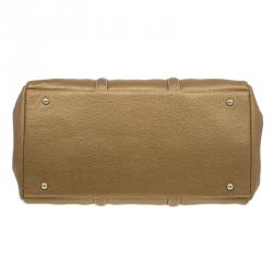 Pre Owned Carolina Herrera Gold Leather Matteo Satchel