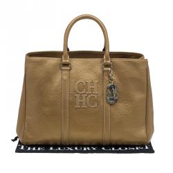 Pre Owned Carolina Herrera Gold Leather Matteo Satchel