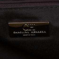 Pre Owned Carolina Herrera Gold Monogram Embossed Leather Dahlia Hobo