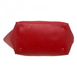 Pre Owned Carolina Herrera Red La Place Vendome Embossed Leather Tote