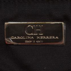 Pre Owned Carolina Herrera Red Monogram Leather Tote