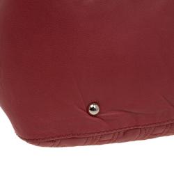 Pre Owned Carolina Herrera Red Monogram Leather Tote