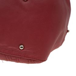 Pre Owned Carolina Herrera Red Monogram Leather Tote