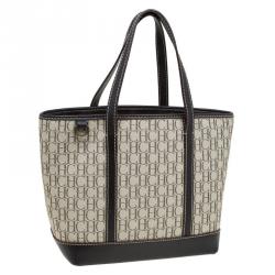 Pre Owned حقيبة يد كارولينا هيريرا شوبر كانفاس مونوغرامي بنية/ بيج