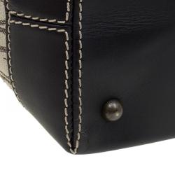 Pre Owned حقيبة يد كارولينا هيريرا شوبر كانفاس مونوغرامي بنية/ بيج