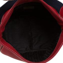 Pre Owned Carolina Herrera Red Pebbled Leather Hobo