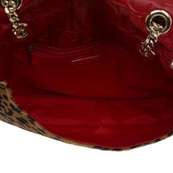 Pre Owned Carolina Herrera Brown Leopard Print Calf Hair Audrey Shoulder Bag