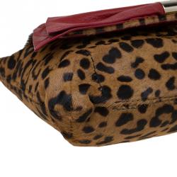 Pre Owned Carolina Herrera Brown Leopard Print Calf Hair Audrey Shoulder Bag