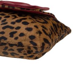 Pre Owned Carolina Herrera Brown Leopard Print Calf Hair Audrey Shoulder Bag