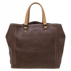 مملوكة مسبقًا حقيبة يد كارولينا هيريرا اندي جلد مونوغرامي بنية